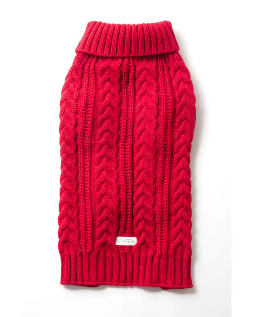 Hound &amp; Home - Red Cable knit dog sweater