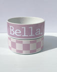 Checked Ceramic Pet Bowl SET- Add your pets name - 2 sizes