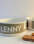 Striped/solid ceramic pet bowl set - Add your pets name