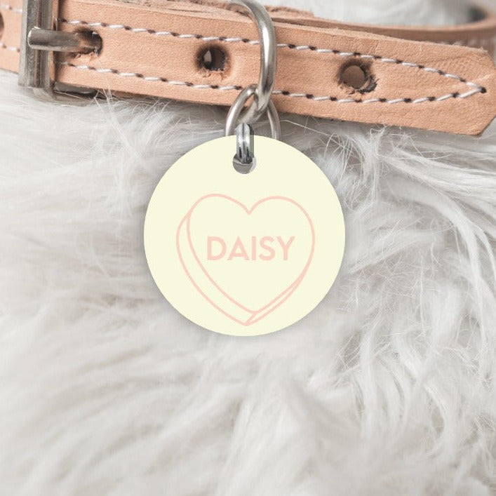 Small CANDY HEART 2.0 personalised Dog or Cat ID Tag