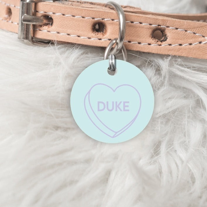 Small CANDY HEART 2.0 personalised Dog or Cat ID Tag