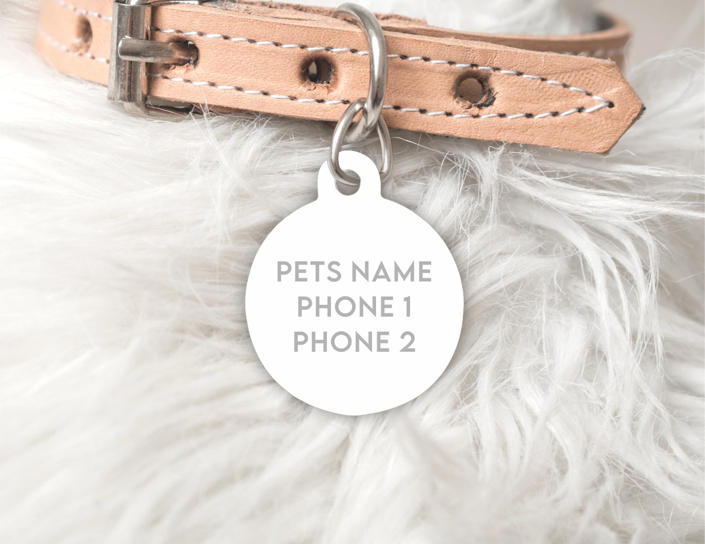 THE AUTUMN EDIT -Striped Personalised Pet dog or cat ID Tag - ICED LATTE