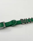 Green smooth collar with personalised hardware (Includes Up to 6 Letters)