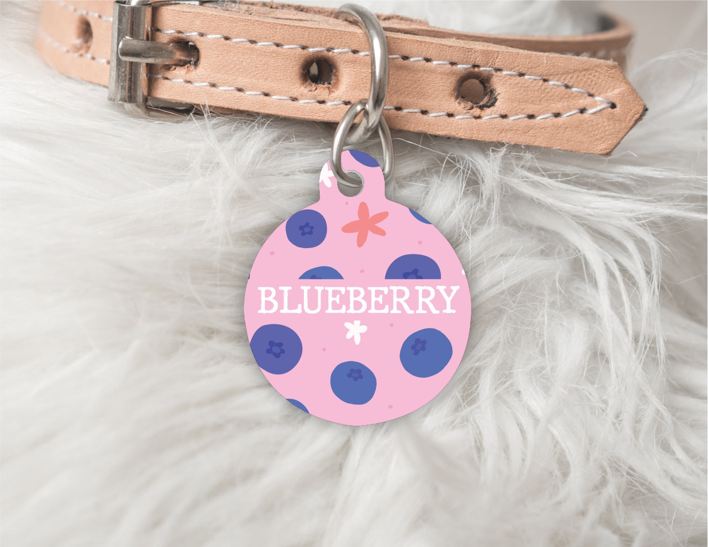 Summer Personalised Pet dog or cat ID Tag - Blueberry