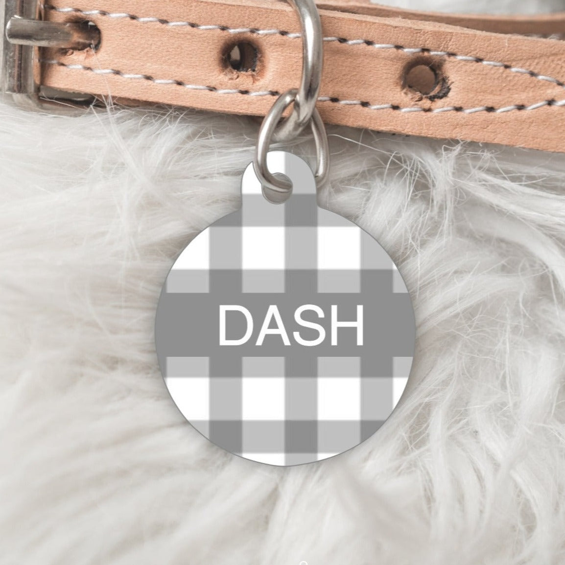 Gingham Personalised Pet dog or cat ID Tag