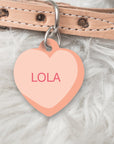 CANDY HEART Solid Valentines Personalised Dog or Cat ID Tag - PEACH