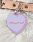 CANDY HEART Solid Personalised Dog or Cat ID Tag - LILAC