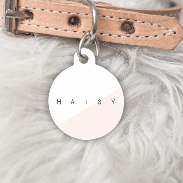 The Oblique Personalised Pet dog or cat ID Tag - Nude