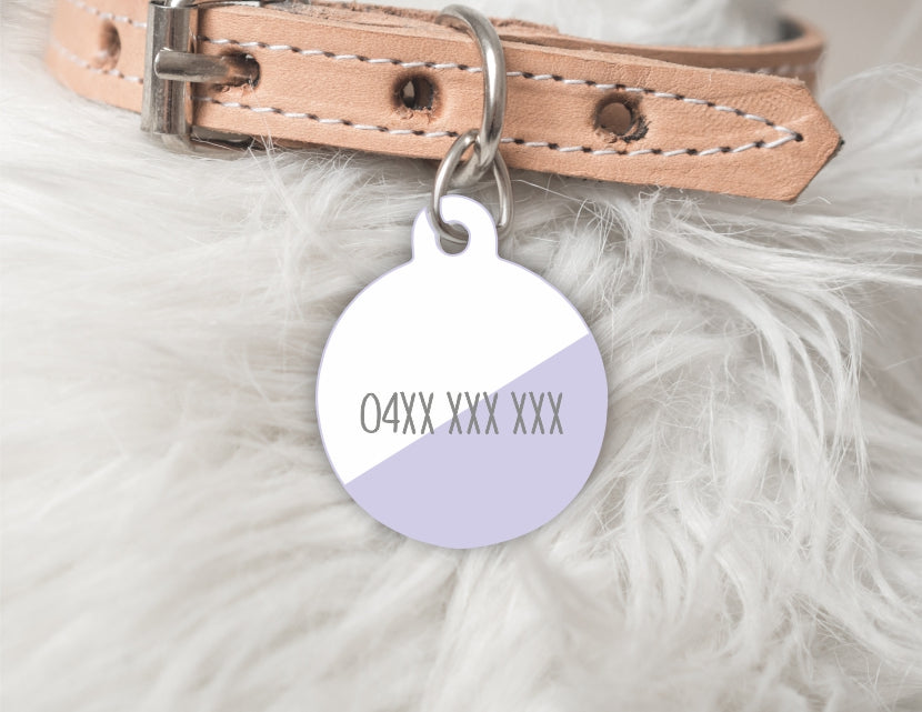 The Oblique Personalised Pet dog or cat ID Tag - Lilac