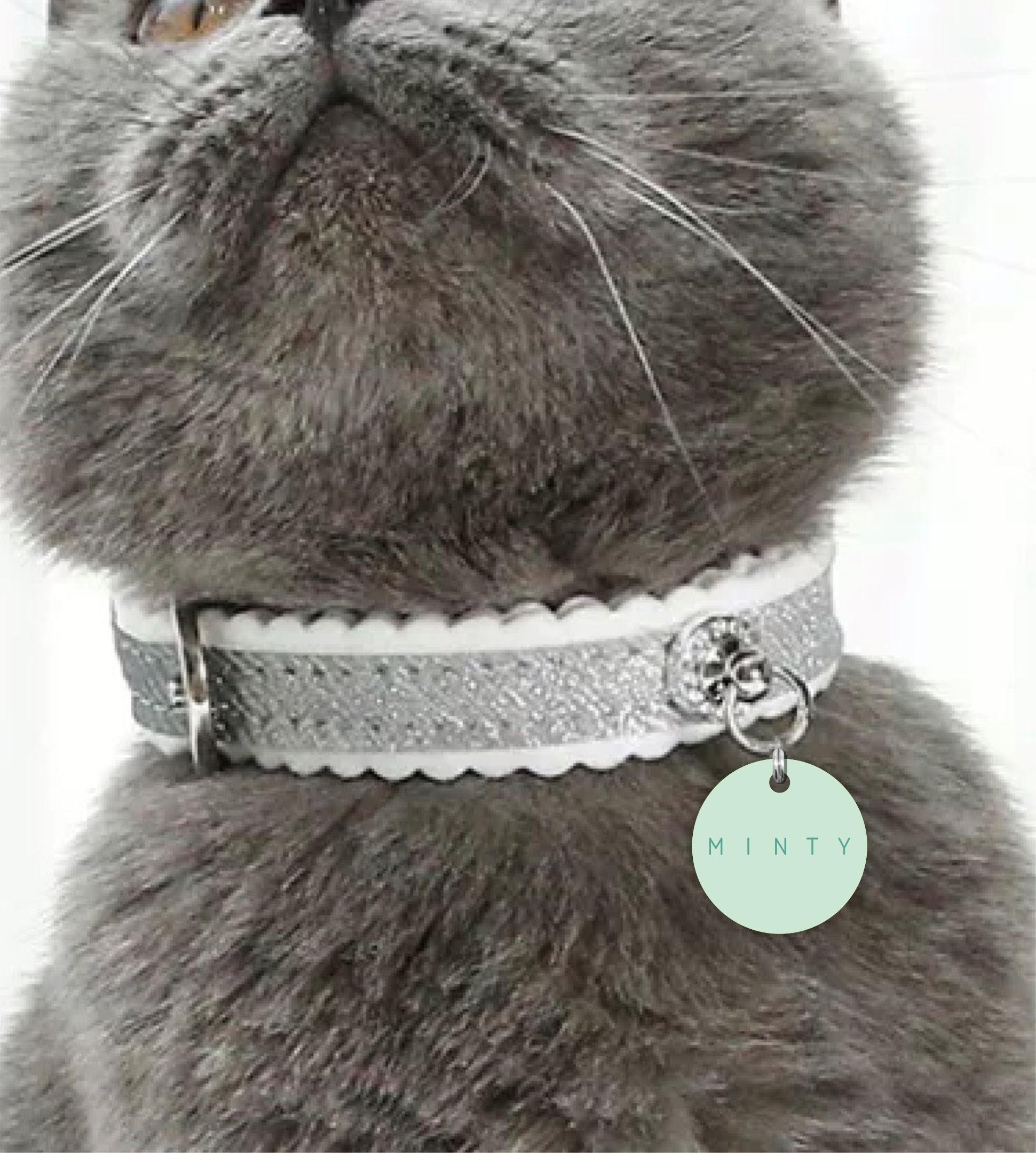Small 25mm Flower Personalised Pet Cat ID Tag - Gelato Minty