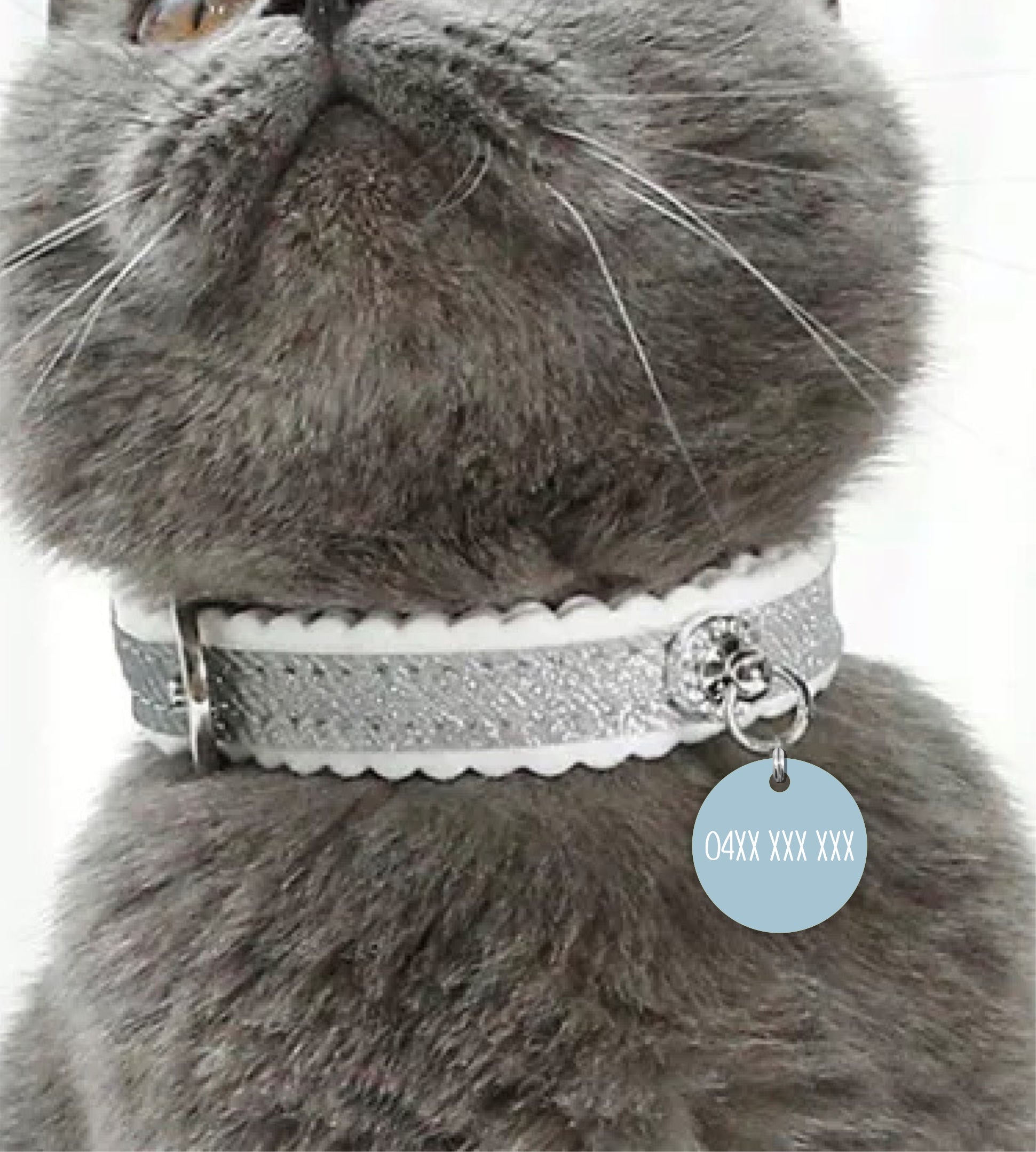 Small 25mm Flower Personalised Pet Cat ID Tag - Gelato Minty