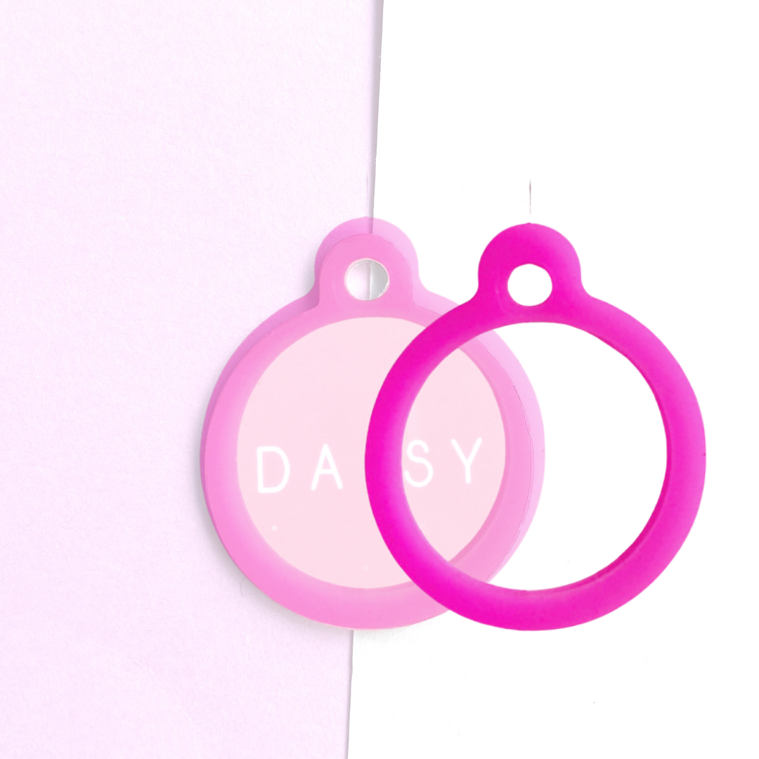 PR+CO Pet ID tag transparent, black or pink silicone Silencer