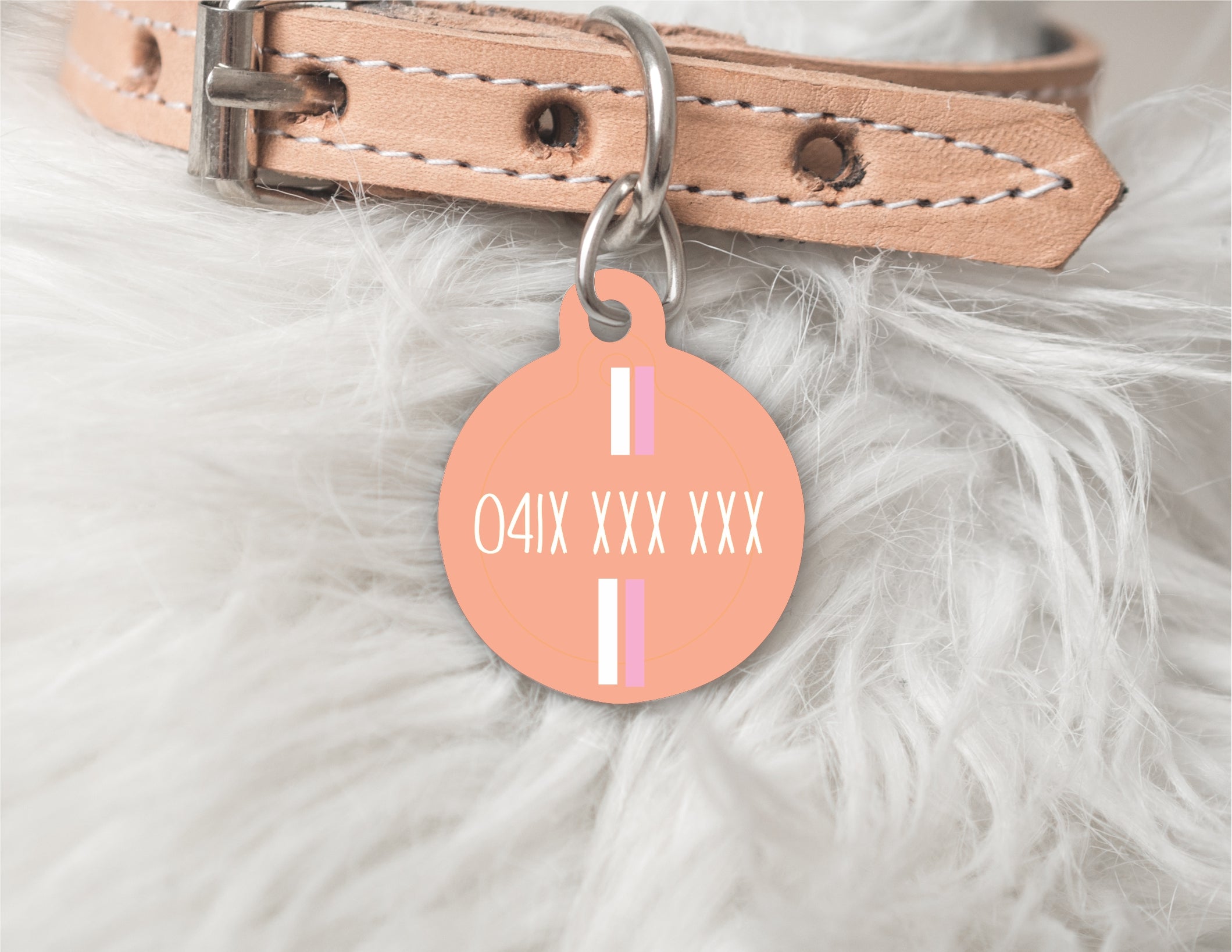 Peachy pink Personalised Pet ID Tag