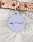 Lilac Solid Personalised Pet dog or cat ID Tag - Bella