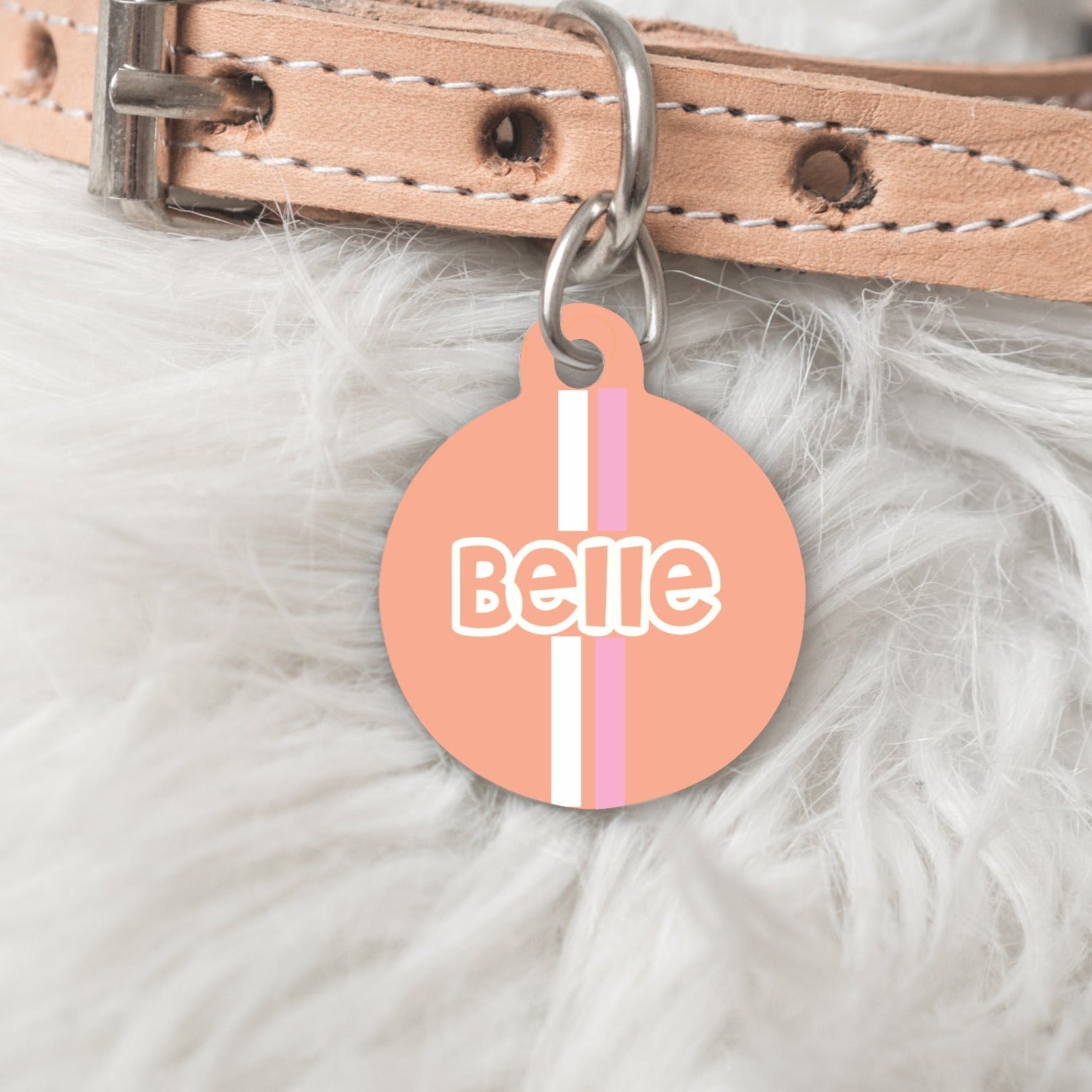 Peachy pink Personalised Pet ID Tag