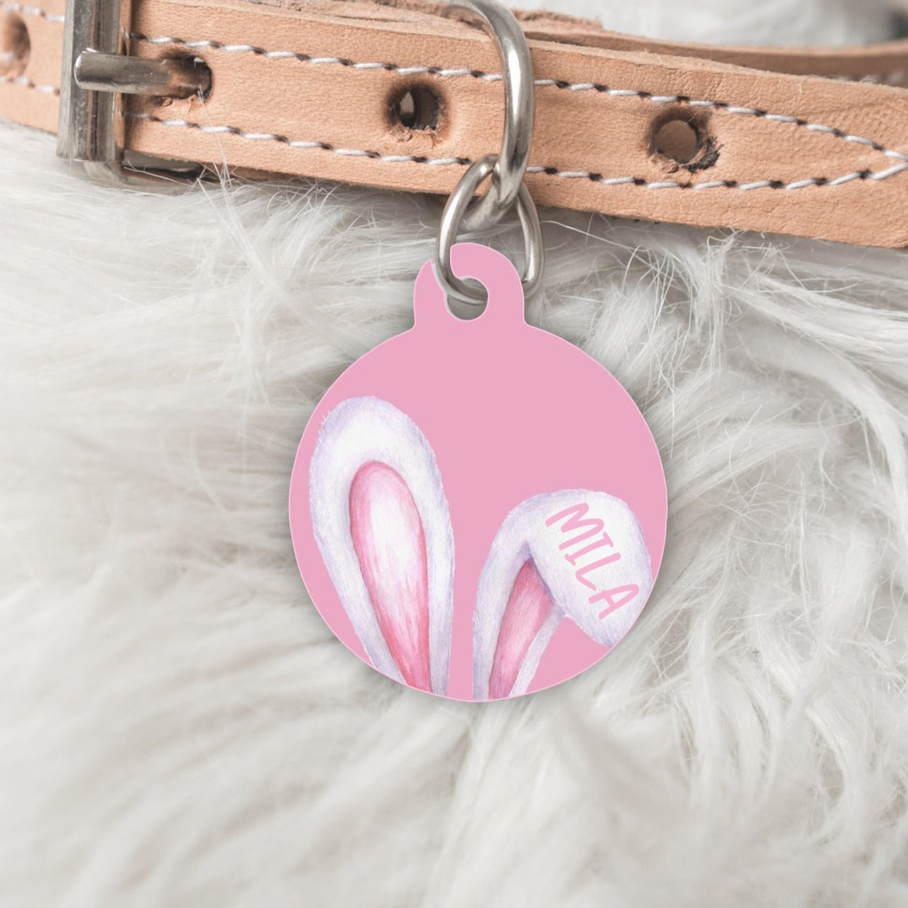 Happy Bunny Personalised Pet dog or cat ID Tag