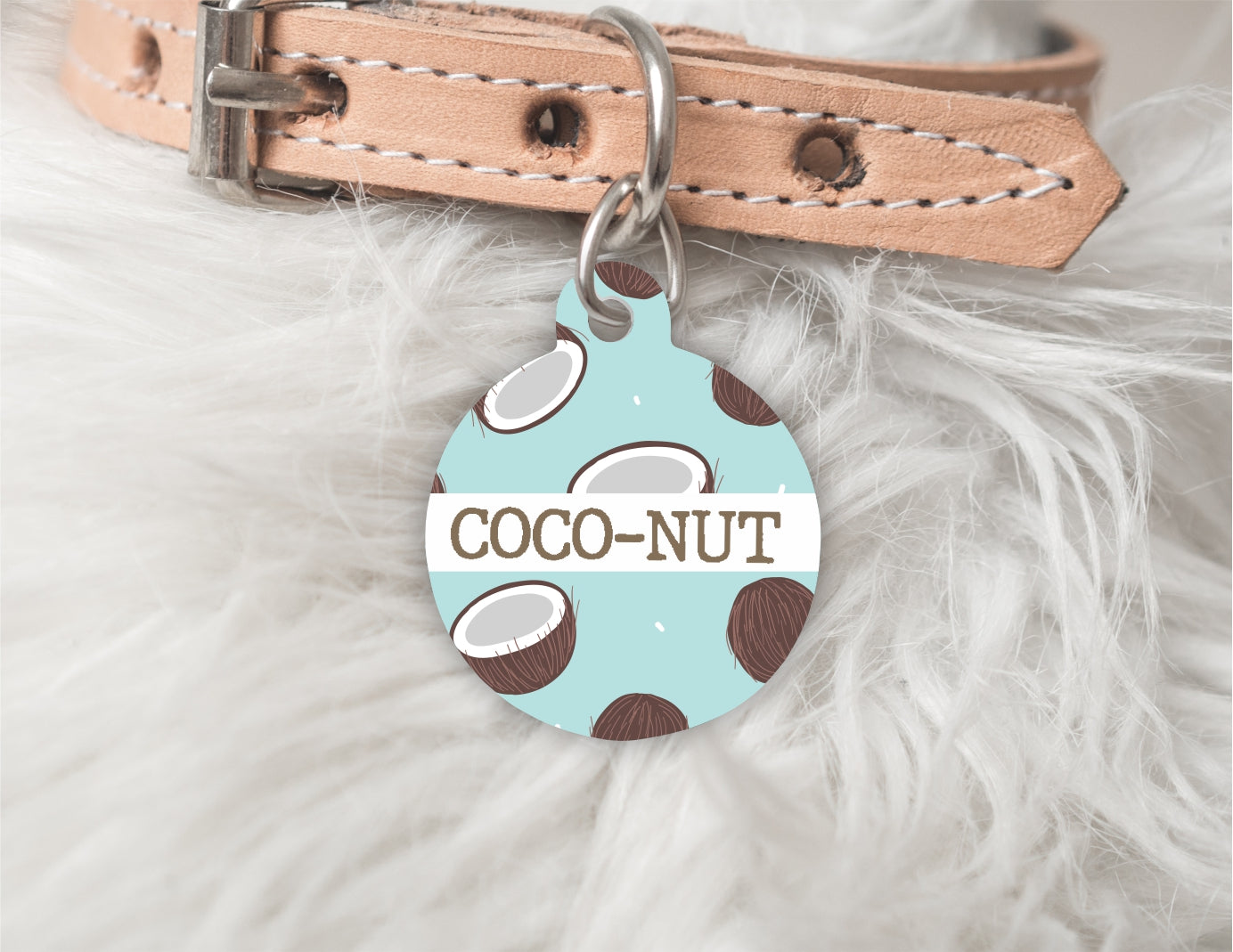 Summer Personalised Pet dog or cat ID Tag - Coconut