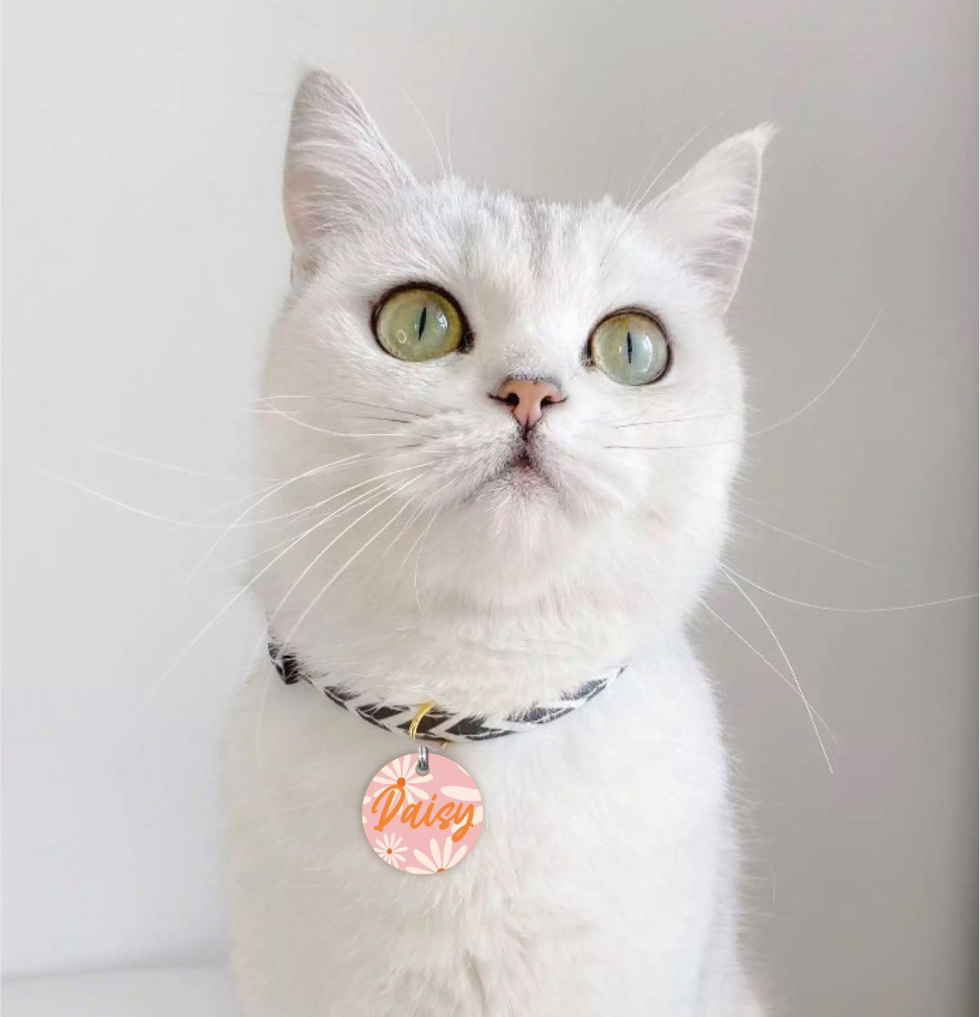 Small 25mm Flower Personalised Pet Cat ID Tag - Daisy