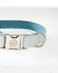 Blue Gingham dog collar
