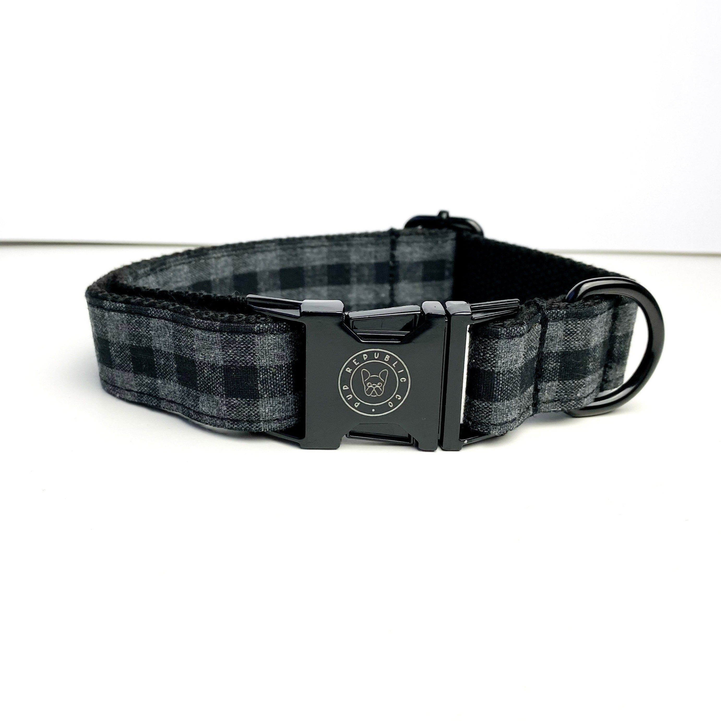 The Black Plaid Dog Collar  - Check Mate