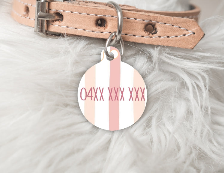 The Pink Bolt - Double sided Pet dog or cat ID Tag