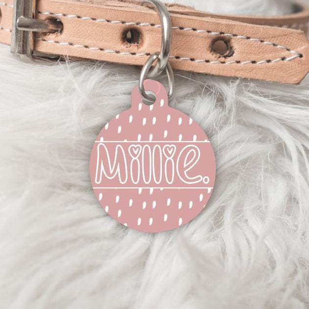 pink pet id tag - millie