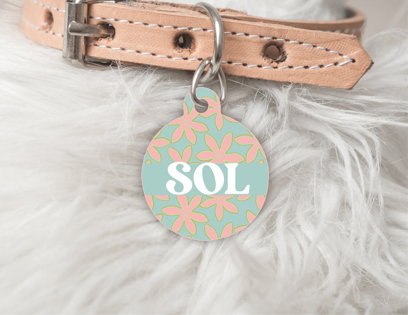 Pup island - Summer Personalised Pet dog or cat ID Tag - Sol